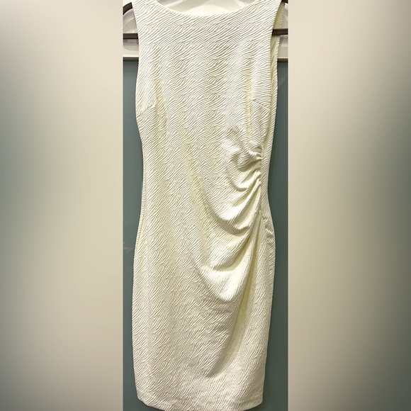 Cache Dresses & Skirts - CACHE Elegant Cream Textured SIZE 12 Dress w/Exposed Back Zipper.